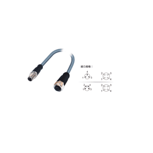 M8针端+M12(A-code)4孔预铸连接器