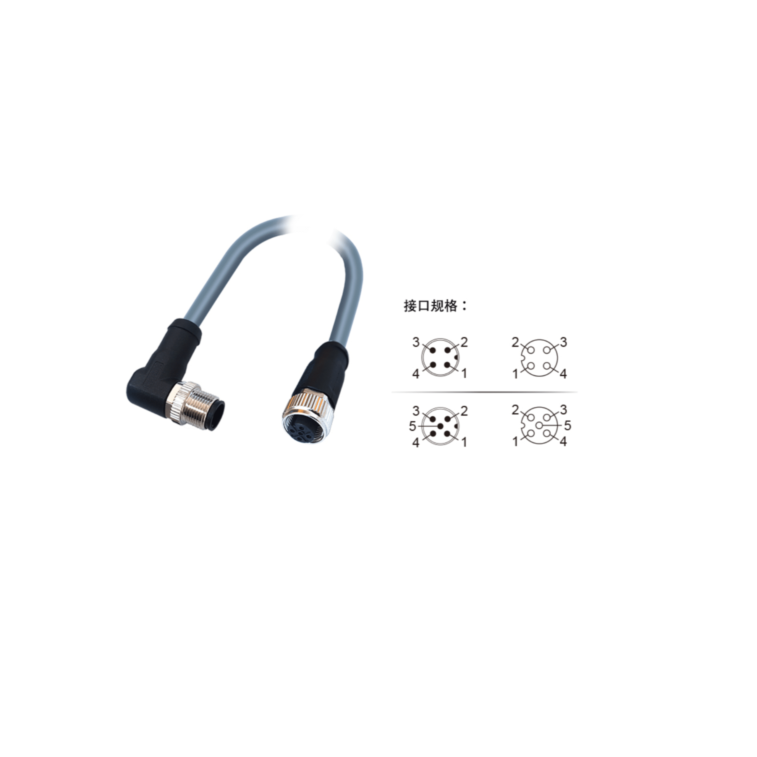 M12(A-code)双端I/O预铸连接器 - 图片 3