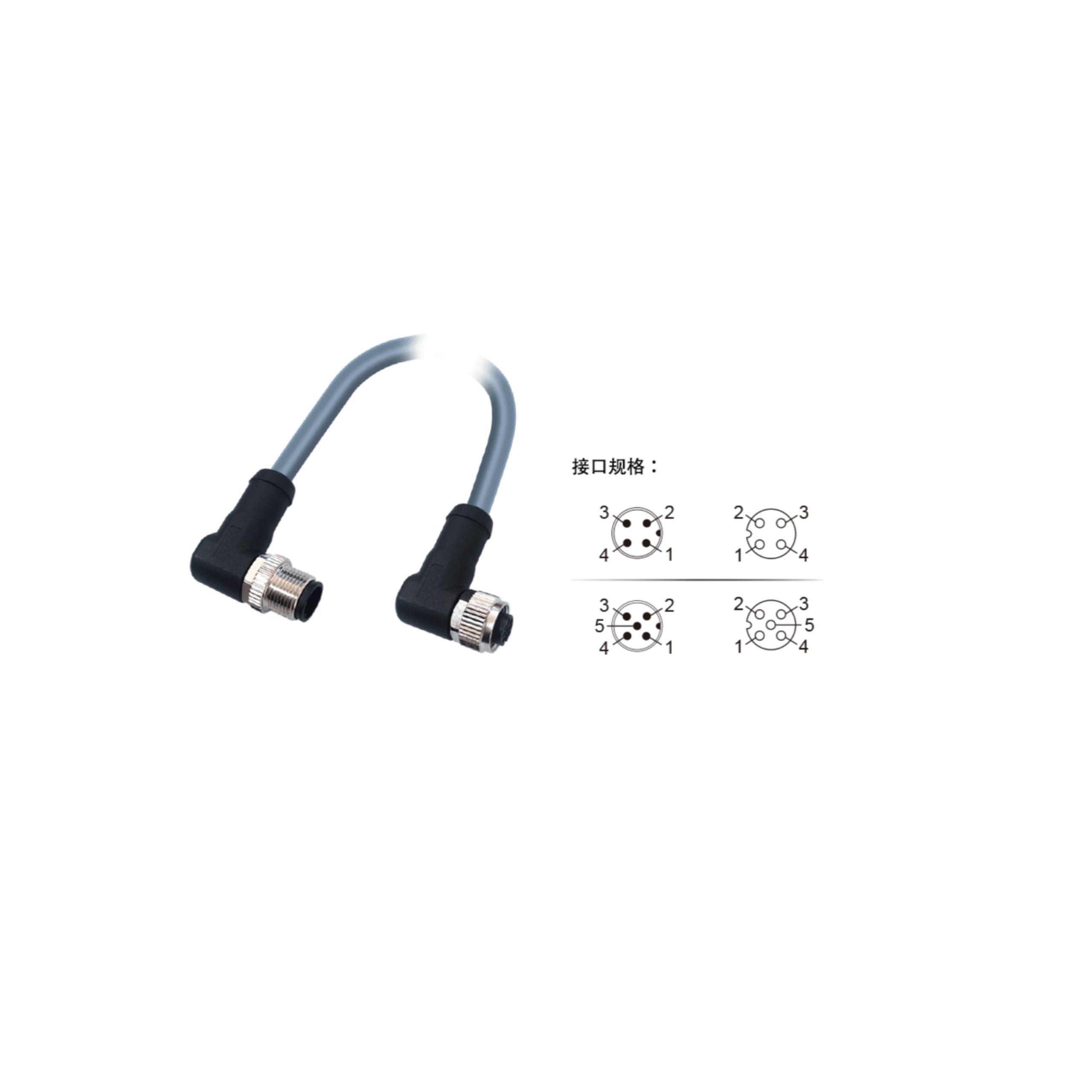 M12(A-code)双端I/O预铸连接器 - 图片 4